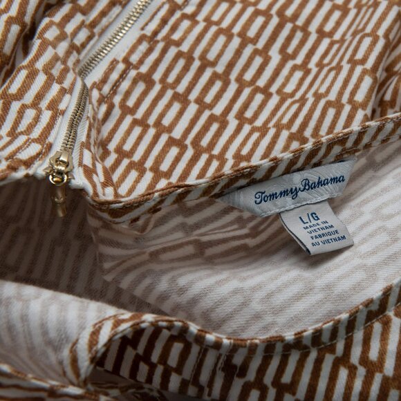 Tommy Bahama Palm A Dora Sheath Dress Island Key Brown Sugar Cream Size Large - Picture 3 of 5